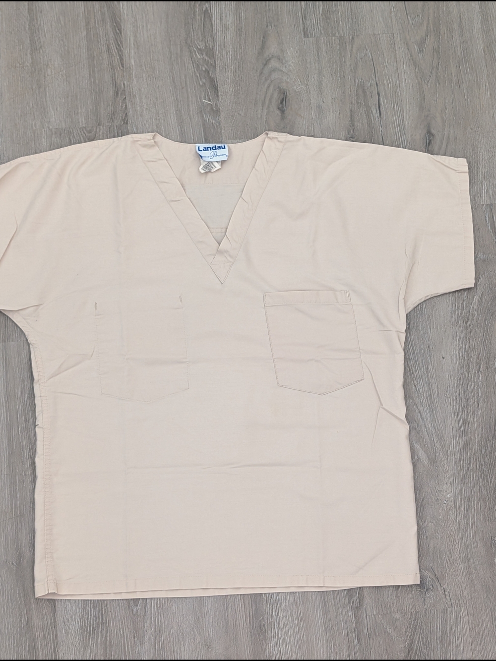 Landau Beige V-Neck Medical Scrub Top for Men